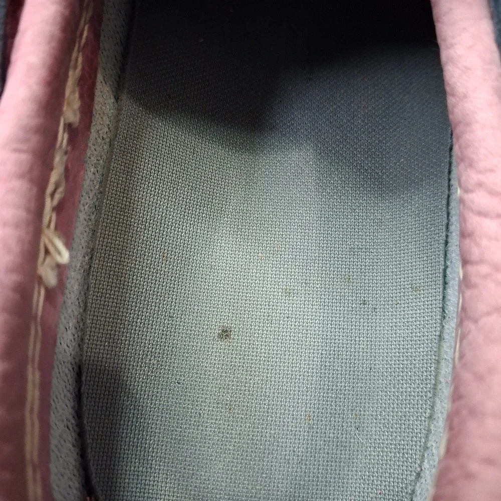 LL Bean Boots Rubber Moc Navy Blue Pink Leather Duck Shoes Womens size 9 M